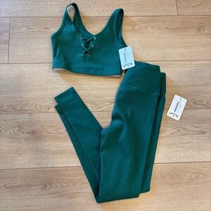 NWT Year of Ours Green Leggings and Crop Top SET!